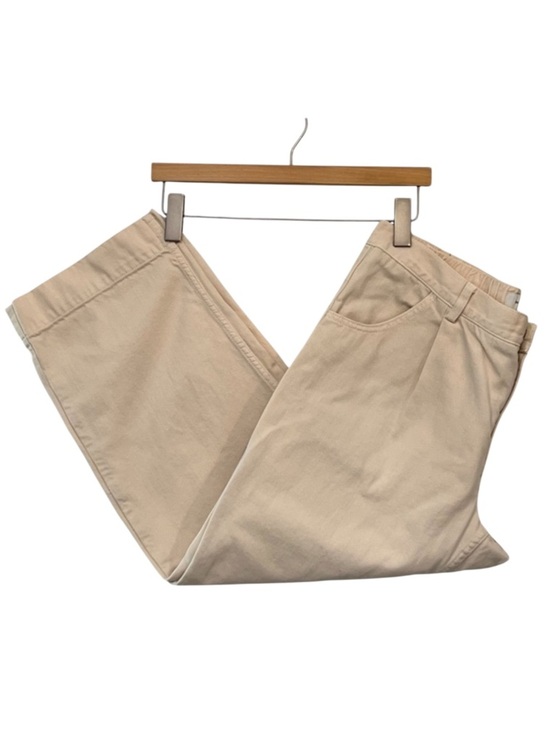 Banana Republic Pants - Banana Republic Factory Twill Straight Cream Pants Elastic Back Size L